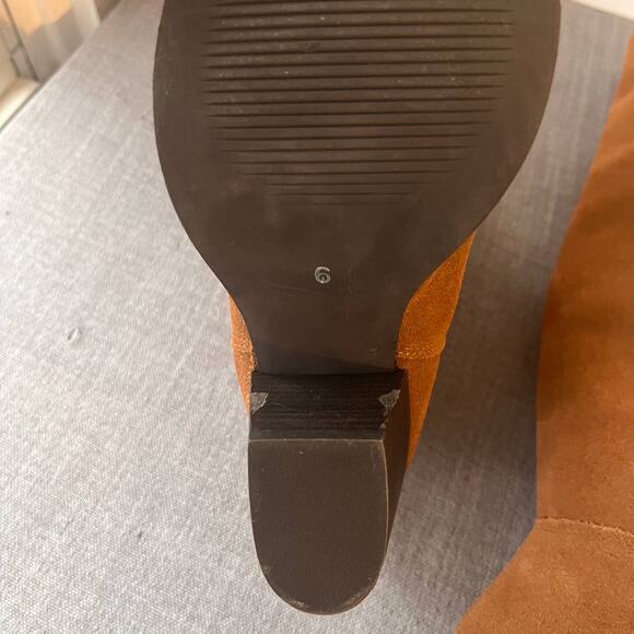 Crevo Atty Knee High Boots Women Size 6 Brown Suede Leather Boho Chic Block Heel - Picture 10 of 11